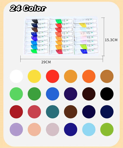 Acrylic Paint Set 12/18/24/36 Colors 12ml Tubes Non-Toxic Waterproof Art Craft Paints for Artists Kids Beginners School Supplies