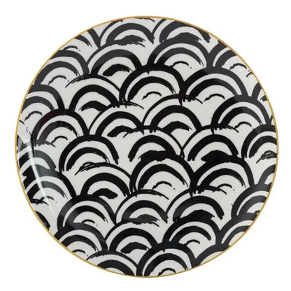 Geometric Design Gold Plating Meal Plate Porcelain Kitchen Dinner Plates Ceramics Food Tray Salad Dish 6/8/10 Inch 1Pcs