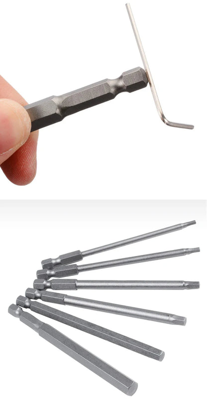 8pcs 100mm Hex Head Allen Wrench Drill Bits Set SAE Metric Allen Electric Hexagonal Bit Screwdriver Socket Bit Power Tool Parts