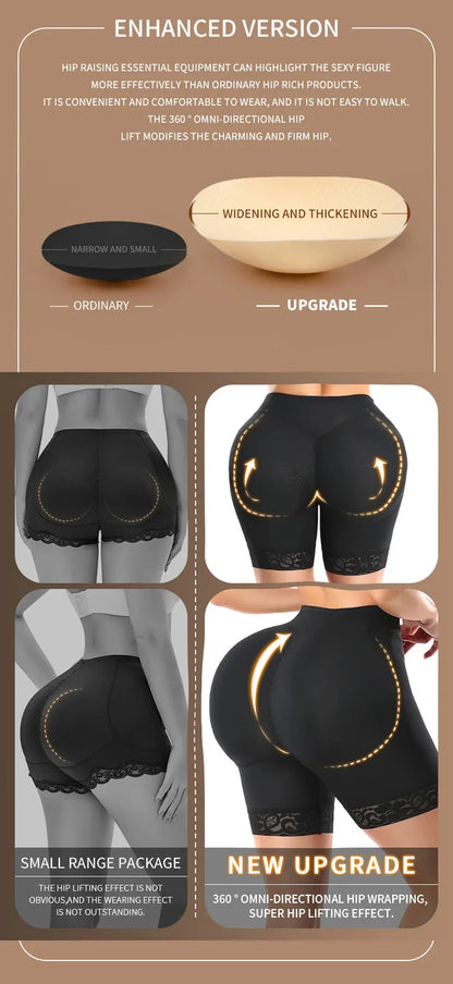 Women Butt Lifter Padded Lace Shapewear Thicker Butt Enhancer Control Panties Seamless Fake Buttock Underwear Big Booty Shorts