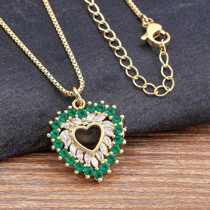 Nidin New Arrival Romantic Heart Shape Sparkling Zircon Pendant Necklace 3 Colors For Women Female Fine Jewelry Gifts Wholesale