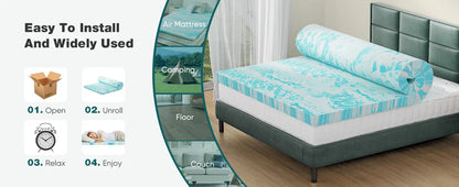 JHK 2 Inch Gel Memory Foam Mattress Topper Full Size Cooling Mattress Soft and Breathable Bed Topper School Bedroom Furniture