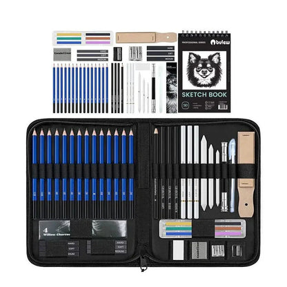 Bview Art Pro Art Kit 49pcs - Sketching Supplies Set with Graphite/Charcoal Pencils, Sketch Pad & Tools for Artists Adults