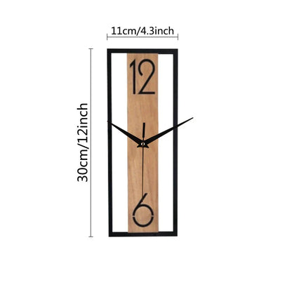 Rectangular wood grain wall clock for quiet decoration in homes and offices used in living rooms bedrooms and dining rooms