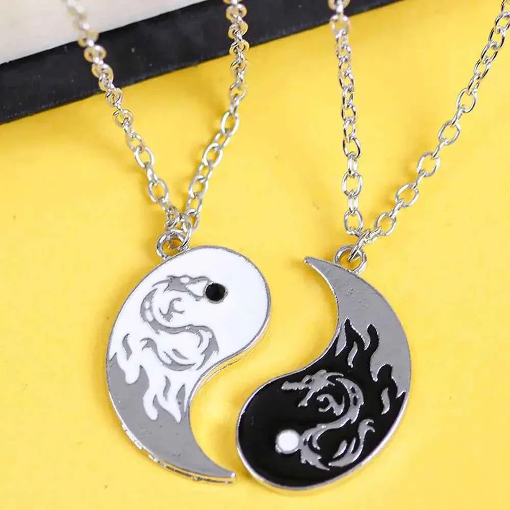 Style For Best Friends Women Fashion Jewelry Lovers Men Couple Necklace Yin Yang Necklace Clavicle chain Gossip Dragon Pendant
