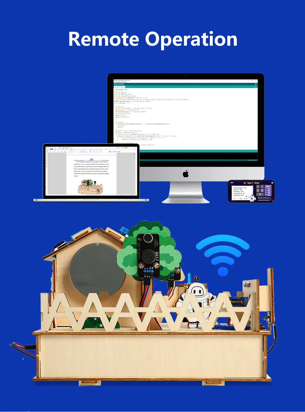 ACEBOTT Smart Home STEM STEAM Starter Kit Wooden House IoT Wifi Blockly Programming for ESP32 Arduino
