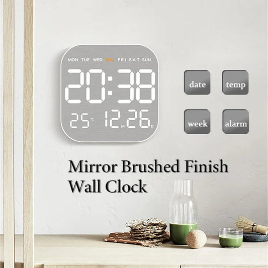 Mirror Brushed Finish Wall Clock Premium Modern Home Wall Clock