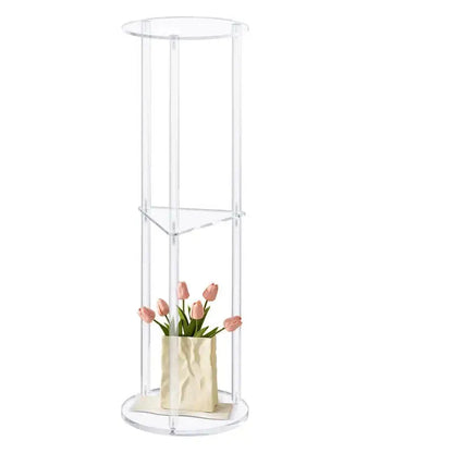 3 Tier Clear Acrylic Side Table Small Drink Side Table Small Space Round Furniture NightStand for Home Balcony Bathroom Sofa