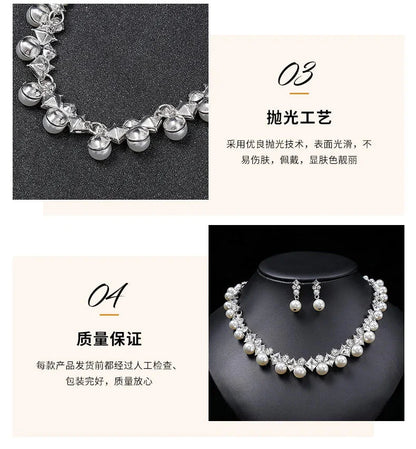 New pearl gemstone jewellery woman necklace set for women jewelry sets light luxury Women's earrings lock bone chain alloy