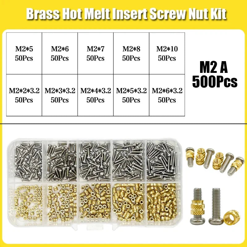 420/500Pcs Stainless Steel Heat Insert Nut TS100 Brass Hot Melt Insert Nuts for Welding Internal Thread Head Bolt Insert