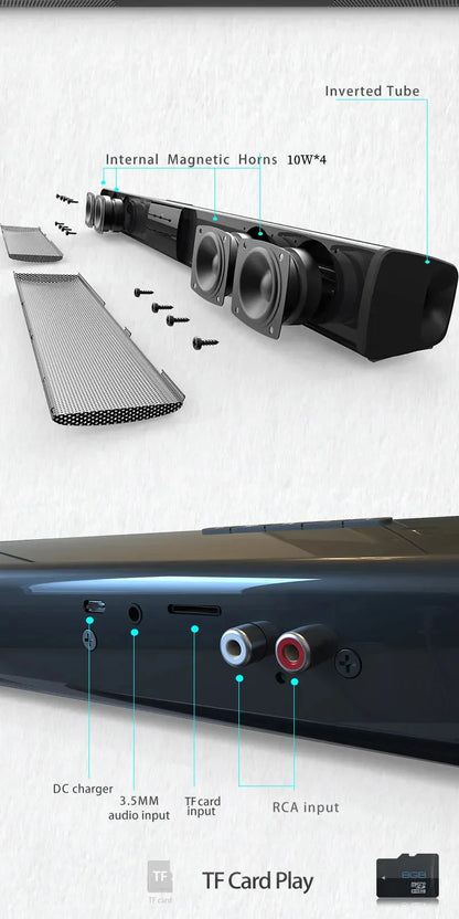 40W Soundbar TV Portable Bluetooth-compatible Speaker Sound bar Wireless Column Home Theater Sound System RCA AUX For TV PC