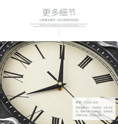 14" Vintage European Court elegance classical Style Wall Clock with Electroplated Black Gold/Silver & Roman Numerals for bedroom