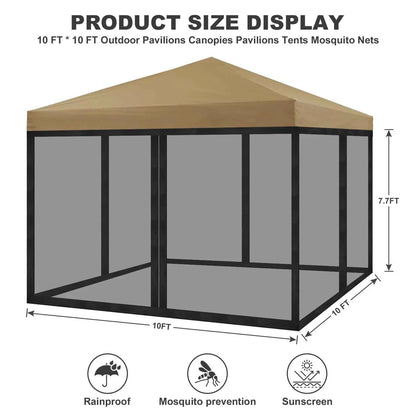 Gazebo Universal Replacement Mosquito Netting Outdoor Gazebo Canopy 4-Panel Screen Walls with Zipper (Mosquito Net Only)