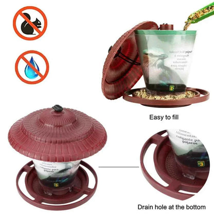 Hanging Wild Bird Feeder Outdoor Pet Food Dispenser Multiple Holes Bird Feeder Automatic Foot Feeding Tool for Flying Animals