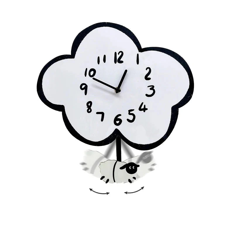 Cartoon Silent Swinging Wall Clock - Cute Home Decor for Living Room Bedroom - Room Decoration Silent Wall Clock