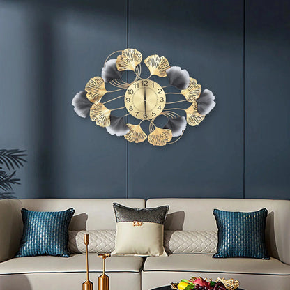 Background Art Display Design Round Gold Clock 8"
