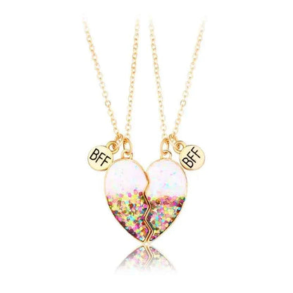 Cute 2 Pcs BFF Necklace Heart Pendant Best Friend Necklace Fashion Couple Chain Necklace Children Friendship Jewelry