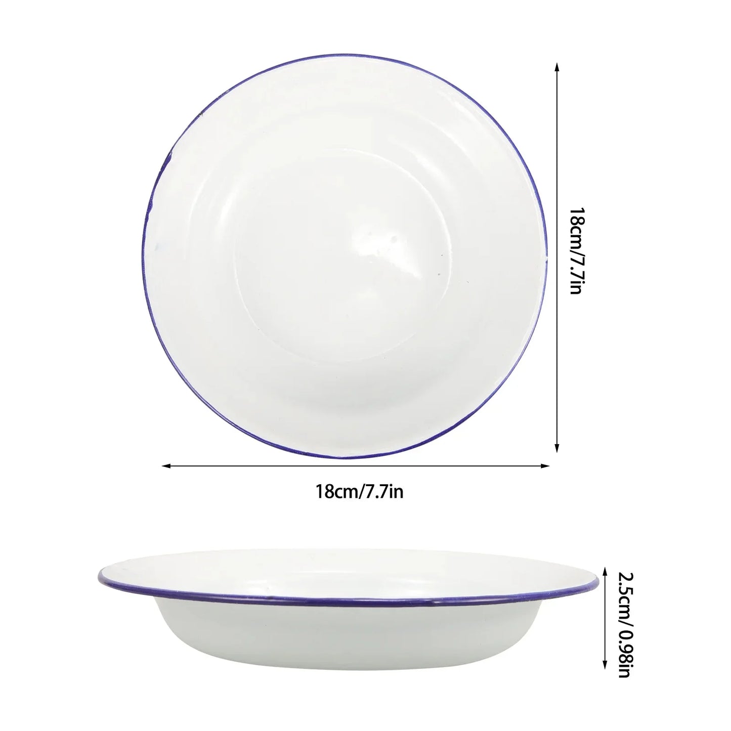 4Pcs Enamel Plates Unbreakable Enamelware Dinner Serving Platter Tray Salad Pasta Plate Kitchen Dining Bar Plates For Fruit Food
