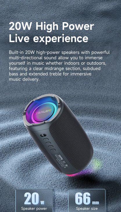 S61 Bluetooth Speaker,with IPX6 Waterproof Protection and Outdoor Bass Sound for Backyard and Beach Party,10W Loudspeaker