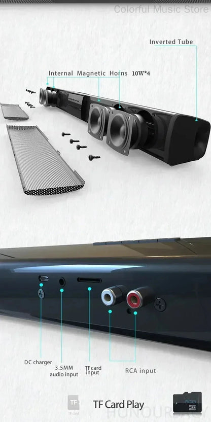 BS-28B High Quality Bluetooth Speaker High Power Wallmounted Wireless 40w Sound Bar Stereo Home Theater TV Strong Bass Sound Bar