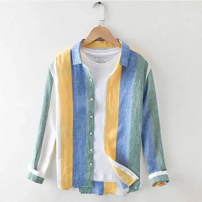Striped shirt men's 2025 Man Plaid Shirts Cotton Chemise Male Blouses Casual Long Sleeve Formal Business Shirt Men's Clothing