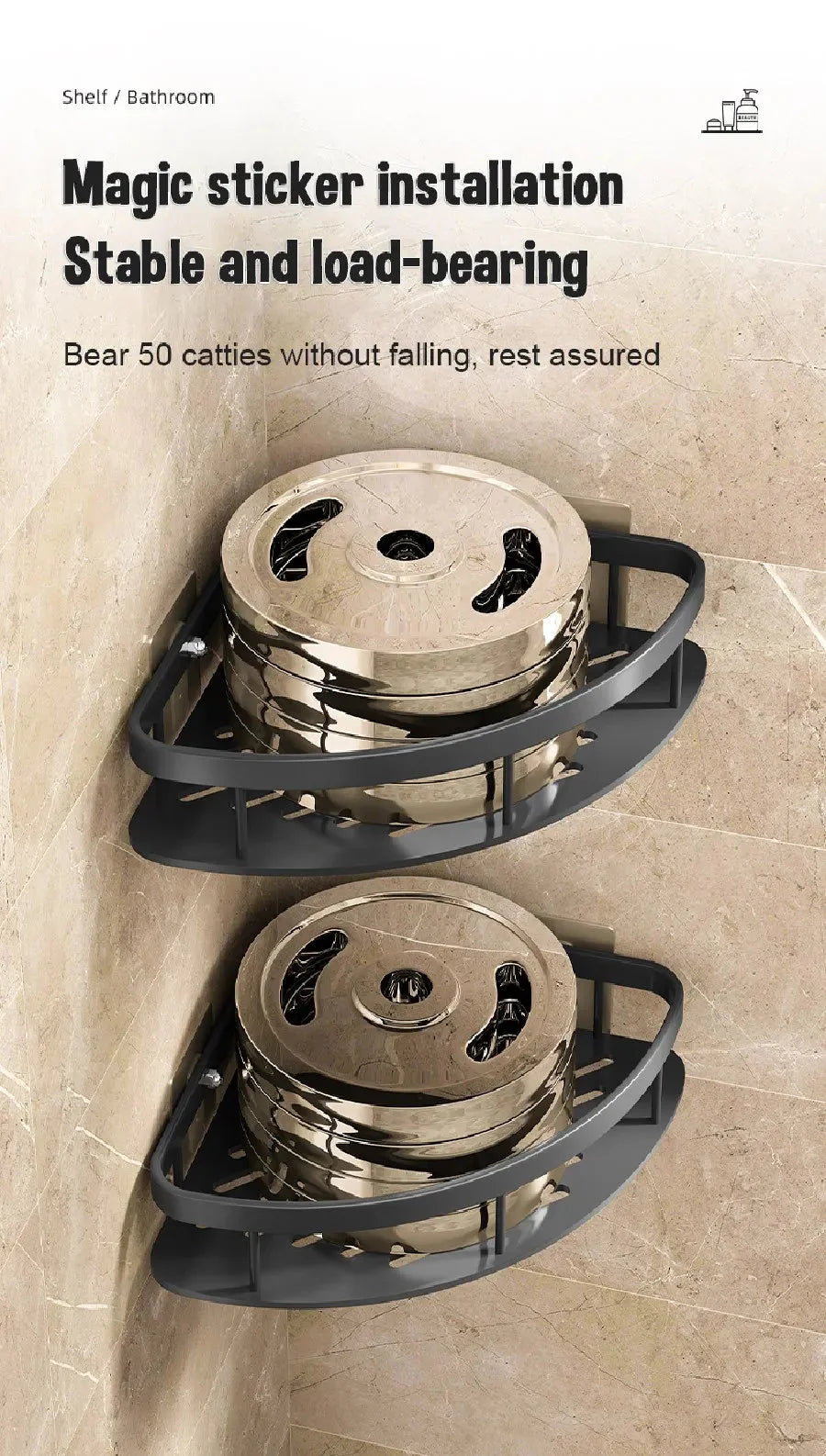 Bathroom Shelves Wall Mounted Non perforated Bathroom Shelf Shower  Storage Shelf  Kitchen Organizer  Bathroom Corner Shelf
