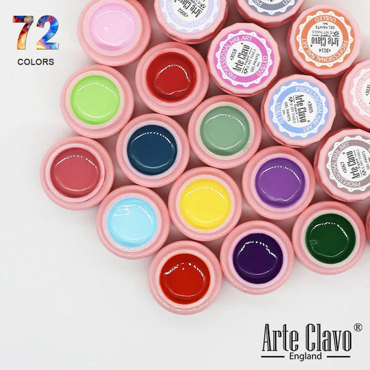 Arte Clavo Painting Gel 72 Colors 5ml Professional Nail Paint Color Gel Polish For Nail Art UV Gel Lacquer Gel Top Coat Manicure