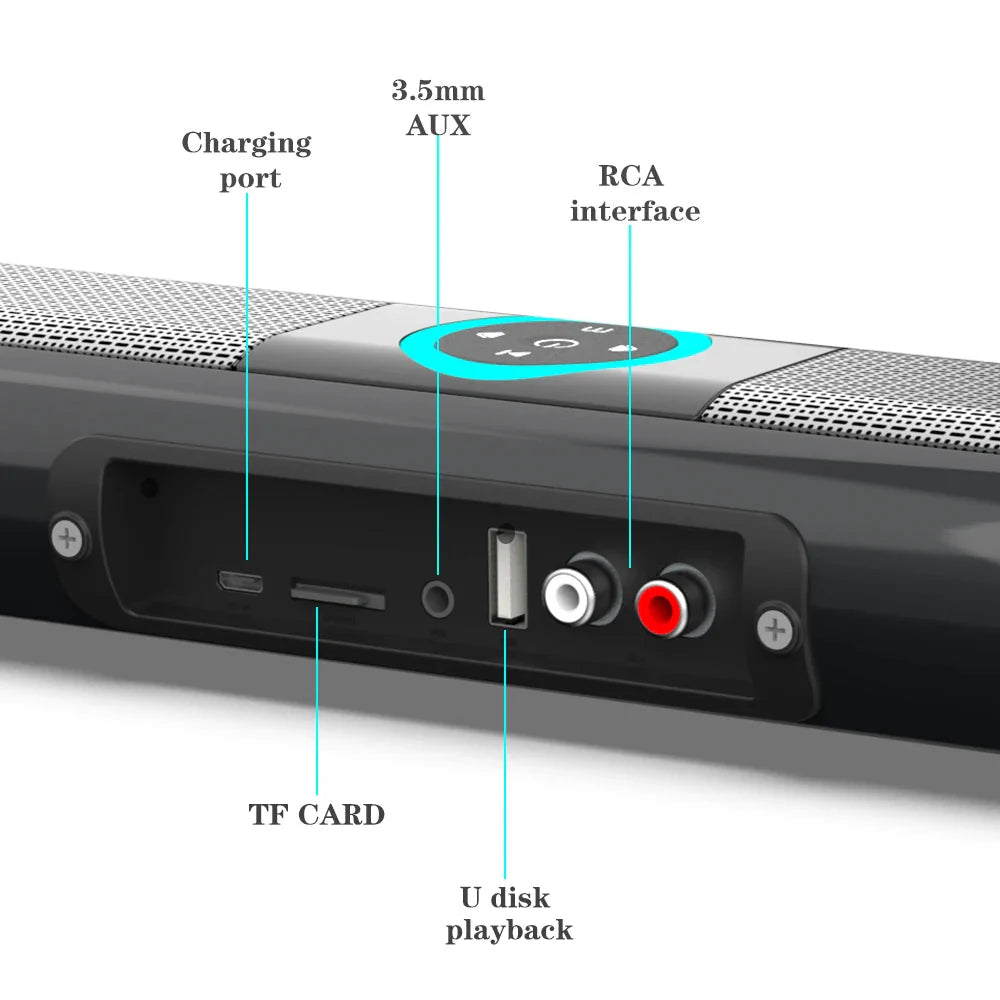 DIXSG Wireless Bluetooth Soundbar - 3D Surround Home Theater Speaker System