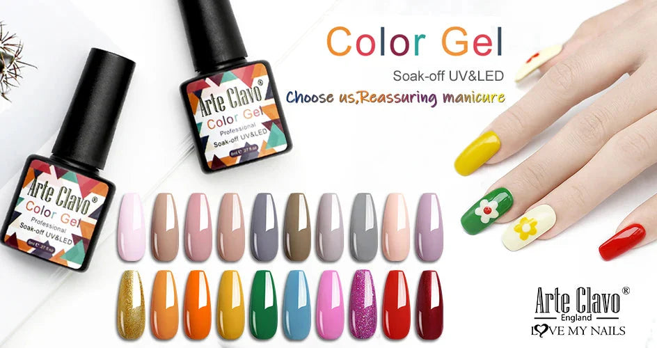 Arte Clavo Painting Gel 72 Colors 5ml Professional Nail Paint Color Gel Polish For Nail Art UV Gel Lacquer Gel Top Coat Manicure