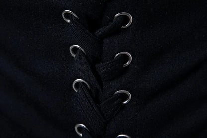 New2026 Men's Summer Short Sleeve T-shirts Trend Irregular Design Lace Up Solid Slim Tees Fashion Gothic Style Casual Shirts Men