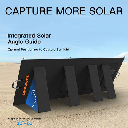 MHPOWOS 400W Portable Solar Panel, Lightweight Foldable Solar Panels with an Adjustable Kickstand, IP67 Waterproof Solar Charger