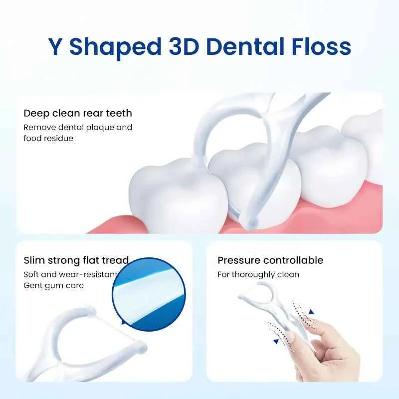 Oral B Flosser Glide Floss Picks Dental Toothpicks Gum Care Teeth Cleaning Sticks Y-shaped 3D Floss Toothpicks 90 pcs