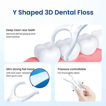 Oral B Flosser Glide Floss Picks Dental Toothpicks Gum Care Teeth Cleaning Sticks Y-shaped 3D Floss Toothpicks 90 pcs