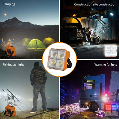 Solar rechargeable multifunctional led work light, portable outdoor floodlight-1200mah lithium battery, suitable for camping.