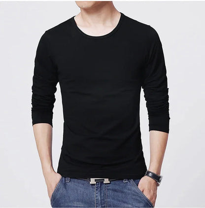 2026 MRMT Brand New Men's T-Shirts Long Sleeve Slim Men T-Shirt Young Man Pure Color Tops Tees Shirt O-Neck For Male Boys Tshirt