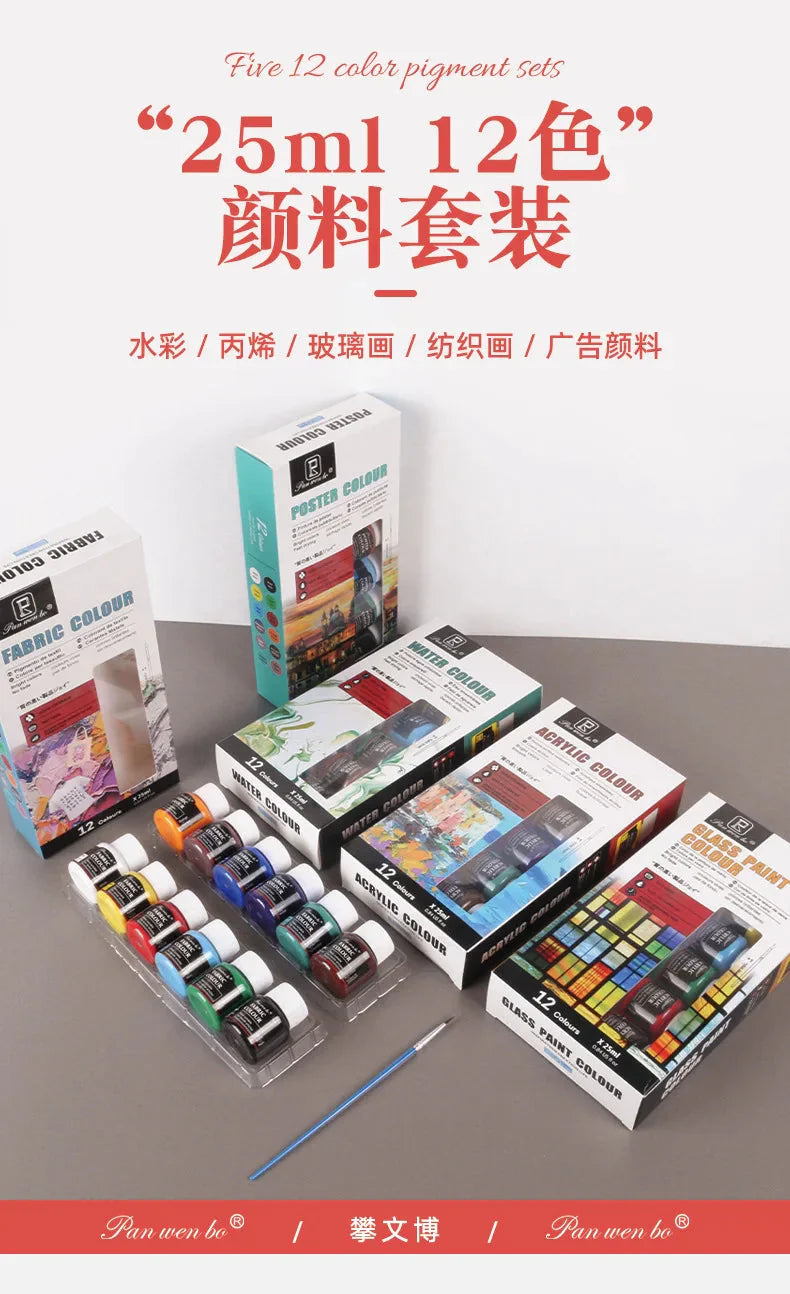 Acrylic Paint Set 6/12 Colors 25ml,Water-Proof Portable Art Rich Pigments for DlY Craft,Drawing,Painting,Canvas, Rock