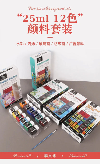 Acrylic Paint Set 6/12 Colors 25ml,Water-Proof Portable Art Rich Pigments for DlY Craft,Drawing,Painting,Canvas, Rock