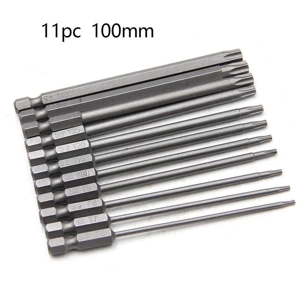 50-75-100mm Hollow Plum Blossom Extended S2 Bit Hexagon Handle Screwdriver Bit Screwdriver Tool Set