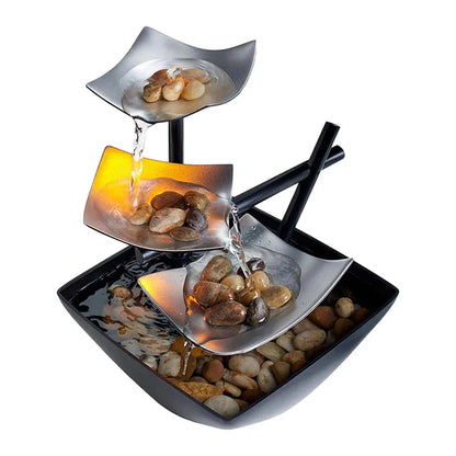 Mini Zen Desktop Fountain - LED Waterfall for Office Desk, Feng Shui Decor & Meditation Relaxation
