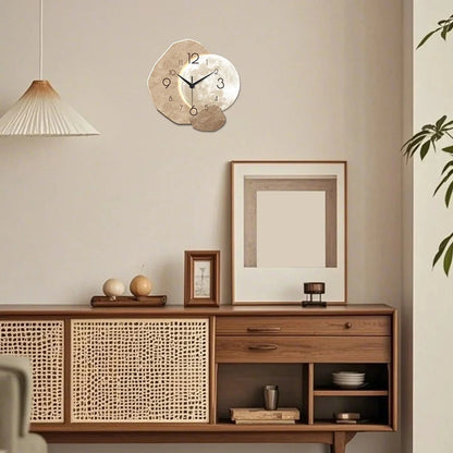Modern Simple Silent Wall Clock, Moon Design - Quartz Movement, Wooden Material, for Bedroom, Living Room or Office Decoration