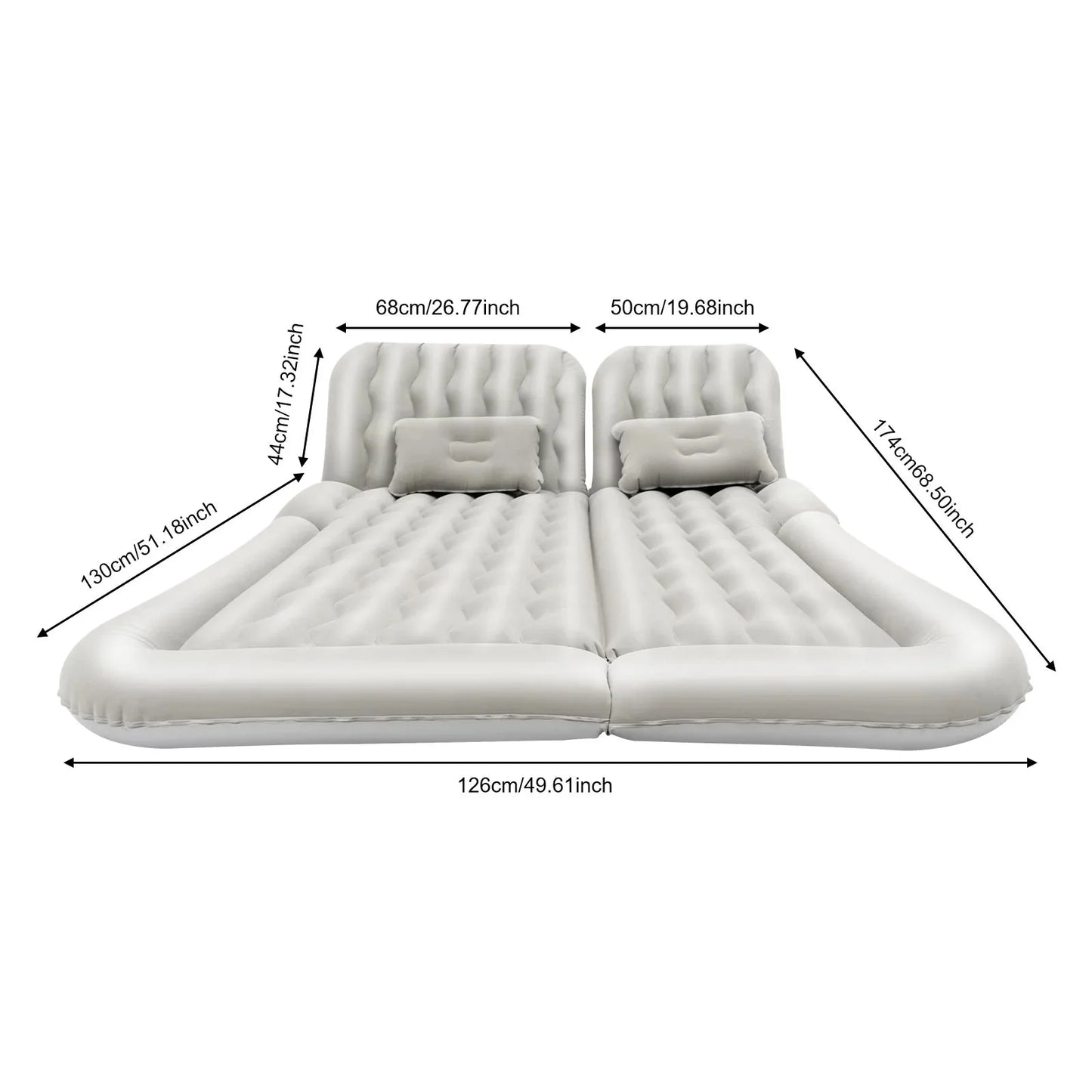 Car Mattress, SUV Car Air Mattresses with 2 Cushions and Pump, Thicker Air Bed for Travel, Camping, Removable Home Furniture