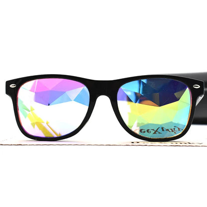 Classic Square Party Sunglasses Women Men Fashion EDM Light Diffraction Futuristic Rave Festival Sun Glasses Psychedelic Prism