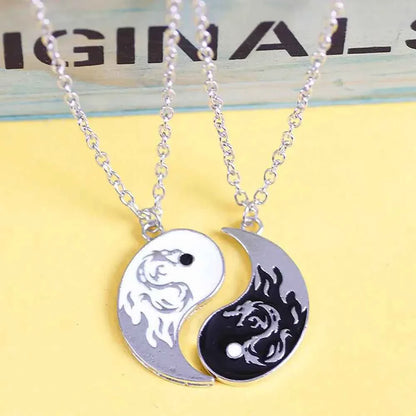 Style For Best Friends Women Fashion Jewelry Lovers Men Couple Necklace Yin Yang Necklace Clavicle chain Gossip Dragon Pendant