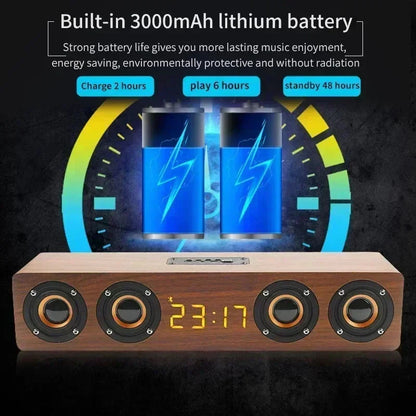 Wooden Soundbar Wireless Bluetooth Speaker Portable Retro Soundbox Subwoofer for TV Computer with FM Radio TF Card USB Boom Box
