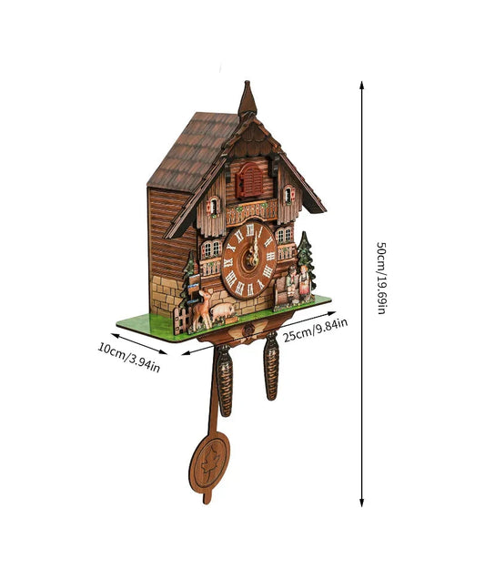 Cuckoo Wall Clock, Vintage Wooden Wall Clock with Pendulum Wall Clock Decoration, Hanging Clock for Bedroom, Living Room, Office