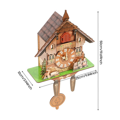 Wall Mount Clock Cuckoo Clock, Wood Cuckoo-Clock 7:00-21:00 Chime Time 25*10*50cm Pointers+Time Scales Display