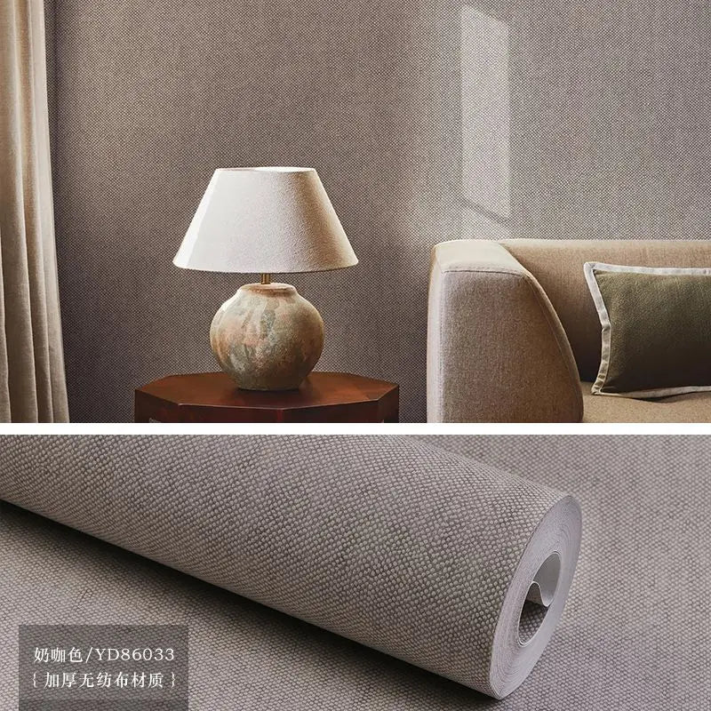 Modern Nordic Linen Textured Wallpaper – Eco-Friendly Non-Woven Solid Color Wall Covering