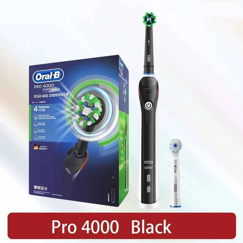 Oral B Electric Toothbrush Pro 4000 Sonic Clean Rechargeable Tooth Brush 4 Cleaning Modes Pressure Sensor Light Wateproof