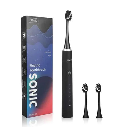 Seago S2 Sonic Electric Toothbrush  5 Modes Whitening Tooth brush 2 Minute Smart Timer IPX7 With 3pcs Replacement Brush Heads