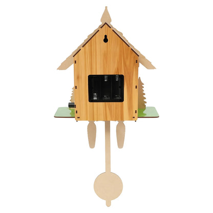 Nordic Style Designed Hanging Handmade Wood Cuckoo Clock w/ Chiming Bird 18"